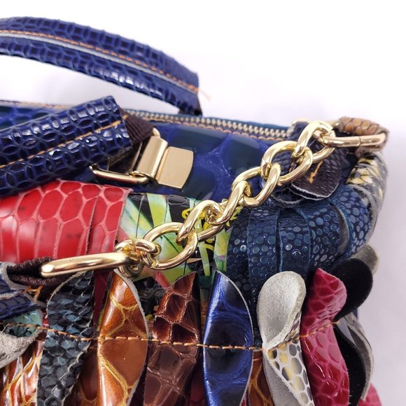 Multi-Colored Faux Leather Snakeskin Pattern Handbag Shoulder Boho Bag Purse - Picture 4 of 16